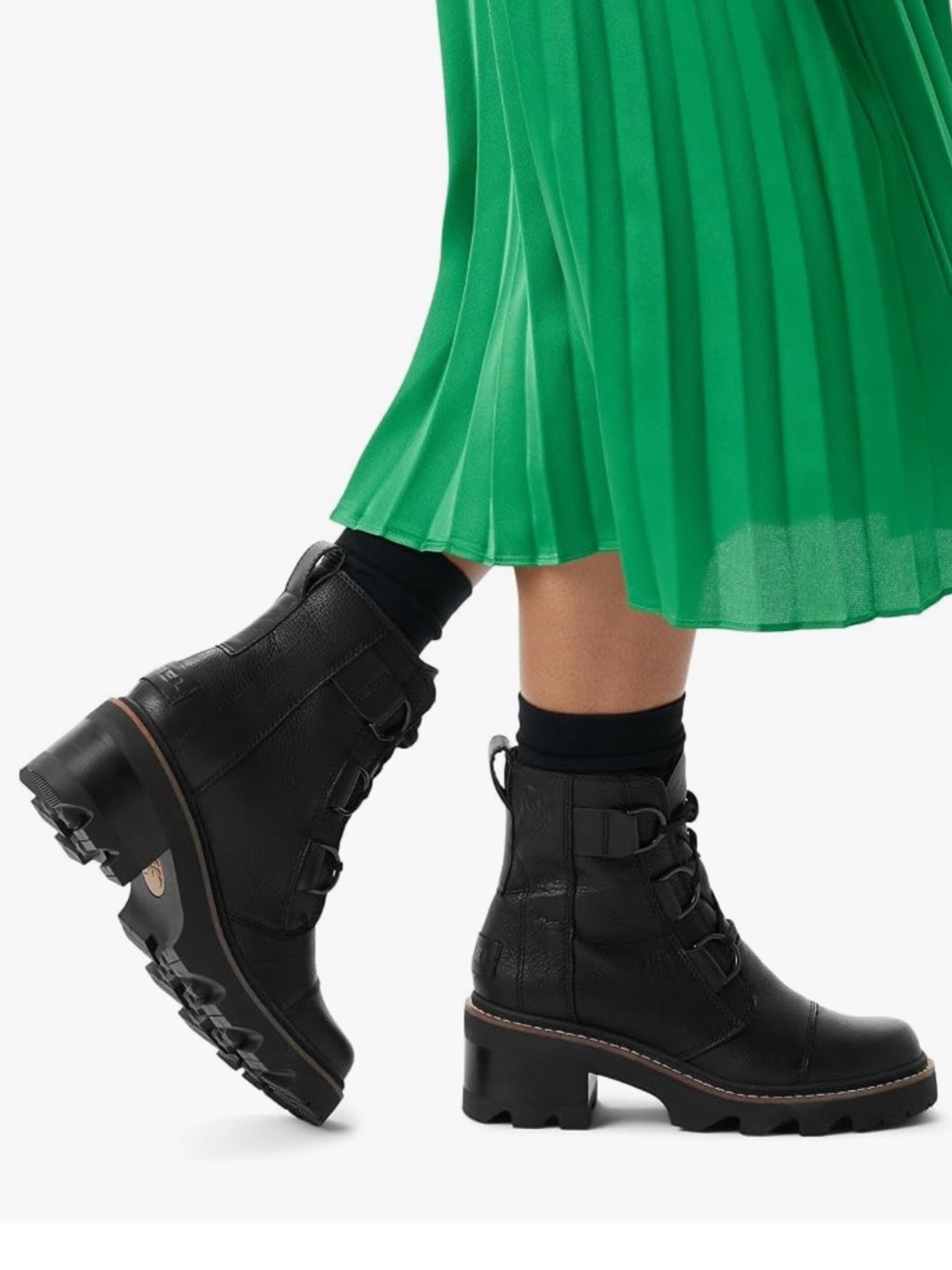 Sorel Joan Black Lace-Up Women's Combat Boots Brand New
